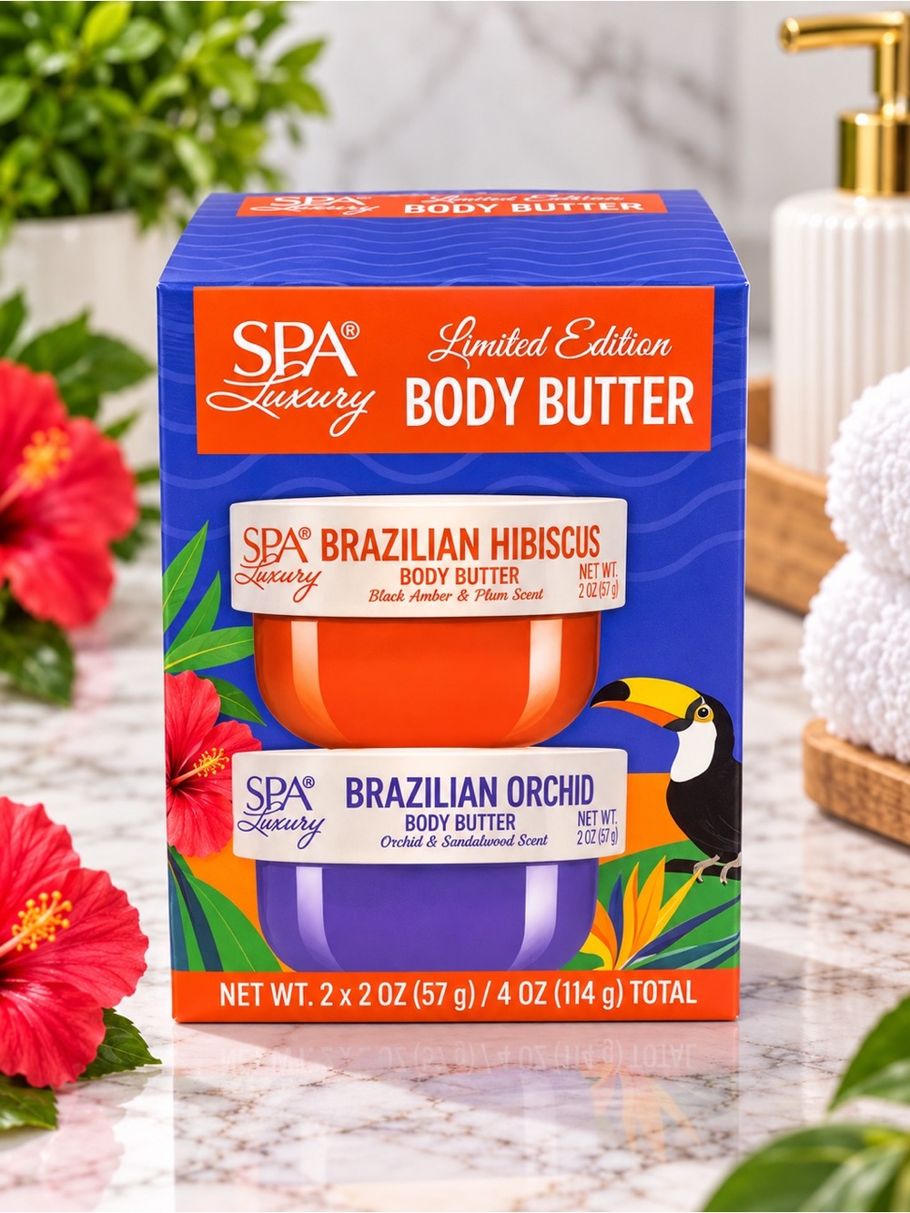 Brazilian Hibiscus & Orchid Body Butter Duo - Orange & Purple